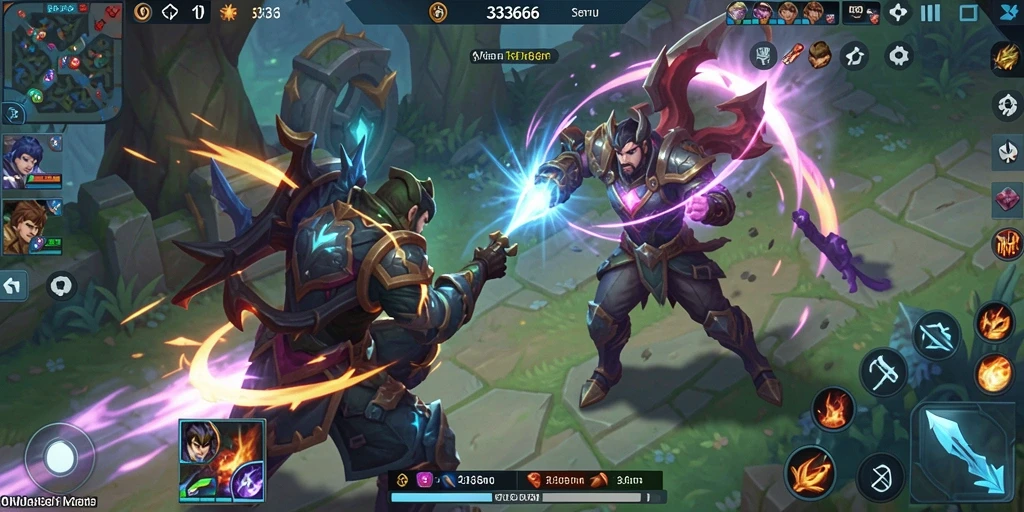Tampilan gameplay seru dalam pertempuran MOBA 333666.