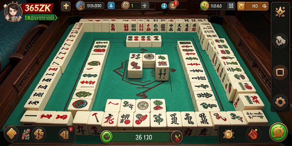 Tampilan gameplay mendebarkan dari 365ZK dengan elemen Mahjong yang menarik.