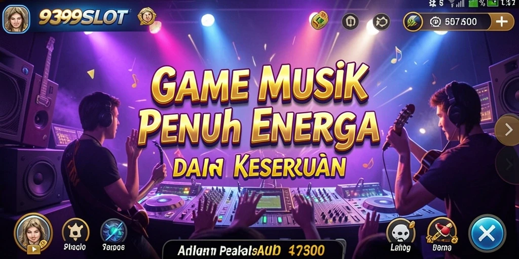 Tampilan gameplay 9399SLOT dengan berbagai pilihan lagu dan tantangan musik.