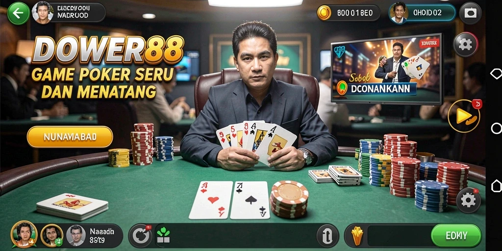Tampilan menarik gameplay poker di DOWER88.