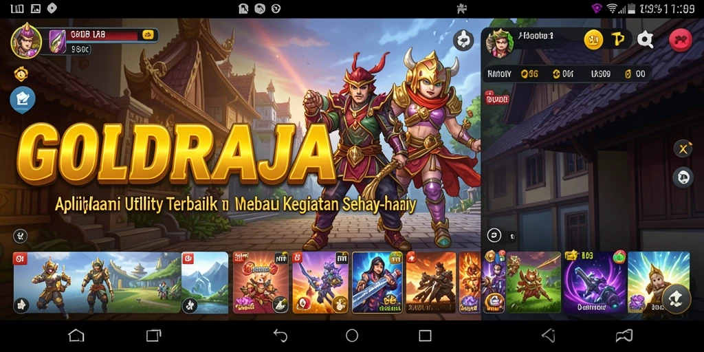 Screenshot utama GOLDRAJA menampilkan antarmuka aplikasi Utility yang modern dan fungsional.