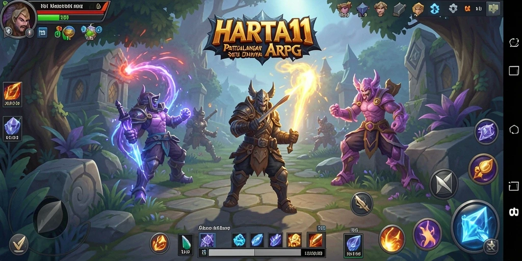 Screenshot HARTA11 menampilkan aksi seru dalam pertarungan ARPG.