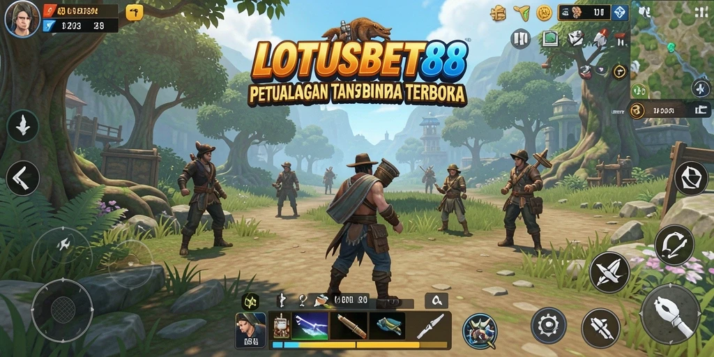 Screenshot LOTUSBET88 menampilkan petualangan menakjubkan di dunia terbuka.