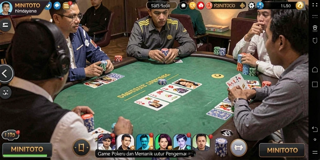 Tampilan utama gameplay Poker di MINITOTO yang memikat.