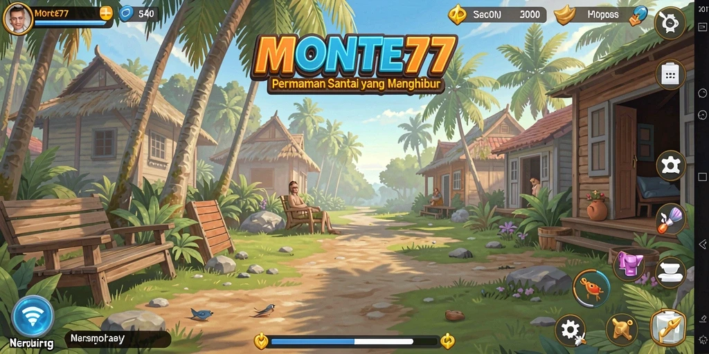 Screenshot menunjukkan gameplay menyenangkan di MONTE77 dengan berbagai pilihan permainan.