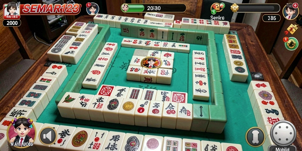Tampilan gameplay seru dari SEMAR123 dengan ubin Mahjong.
