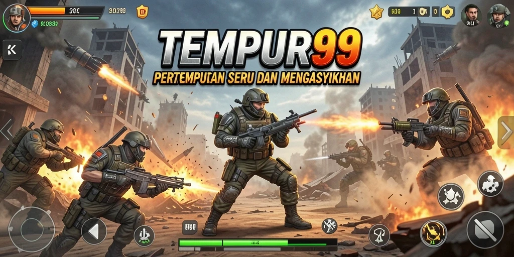 Tampilan gameplay seru dalam TEMPUR99 dengan aksi pertempuran yang mendebarkan.